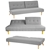 3 Seater Modular Linen Fabric Sofa Bed Couch Lounge Futon - Light Grey