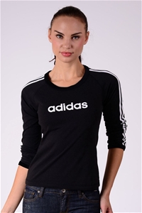 Adidas Women's 3 Stripe Long Sleeve Tee