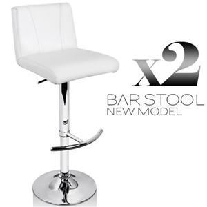 2 x PU Leather Bar Stool - White