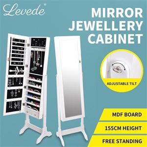 Levede Mirror Jewellery Standing Cabinet
