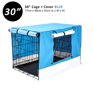 30" Foldable Wire Dog Cage with Tray + B