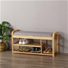 Sherwood Foldable Bamboo Cushioned Bench Shoe Storage 3-Tier