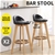 2x Bar Stools Swivel Stool Kitchen Wooden Chairs Leather Barstools Black
