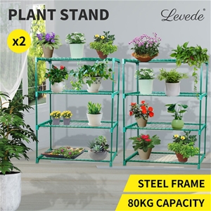 2x 4 Tier Plant Shelve Garden Greenhouse