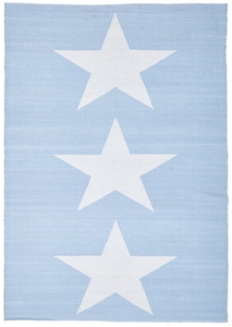 Large Blue Upcycled Star Flatwoven Rug -