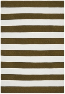 Large Olive Handmade Wool Striped Flatwo