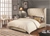 Queen Bed Frame in Beige Fabric Upholstered French Provincial High Bedhead