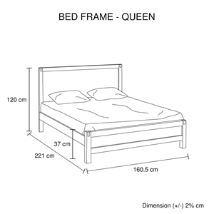Queen Bed Frame Solid Acacia Wood with M