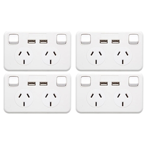 4PK - Wall plate Dual Powerpoint 2.1Amp 