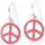 Sterling Silver Pink Enamel Peace-Sign Earrings