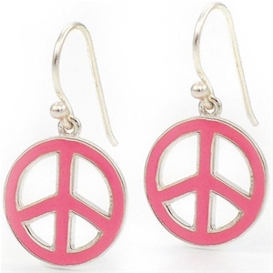Sterling Silver Pink Enamel Peace-Sign E