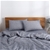 Natural Home Classic Pinstripe Linen Quilt Cover Set King Bed Navy/White