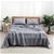 Natural Home Classic Pinstripe Linen Sheet Set Queen Bed Navy and White