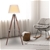 Sarantino Solid Wood Tripod Floor Lamp Adjustable Height White Shade