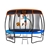 Kahuna Trampoline 8 ft with Basketball set and Roof- Orange Blue