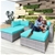 Rattan Outdoor 5pc Corner Chairs Ottoman Furniture Lounge - Aqua