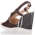 Jil Sander Women's Brown Leather Sorrento Wedge Sandals 12cm Heel