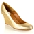 Lanvin Women's Gold Leather Wedge Shoes 8cm Heel