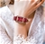 SK Women Fashion & Elegant watch Miyota Red Leather Bracelet SK0151 Red