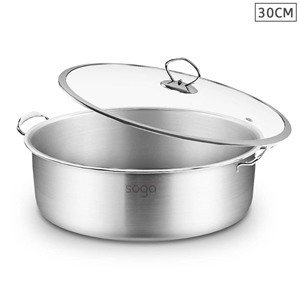 SOGA Stainless Steel 30cm Casserole With