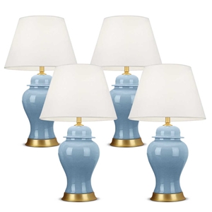 Soga 4x Oval Ceramic Table Lamp, Table Lamp Blue Base