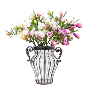 SOGA Flower Vase & 6 Bunch 4 Heads Artif