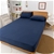 Dreamaker Cotton Jersey Fitted Sheet Washed Navy King Bed