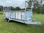 Portable Fold Out Stage on Tandem Axle Trailer