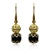10mm Black Agate Persian Love Gold Plated Rhinestone Drop Earrings