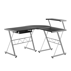 Artiss Corner Metal Pull Out Table Desk 
