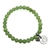 Natural Round Light Green Flower Jade & Letter 'C' w/ Heart Charm Bracelet