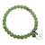 Natural Round Light Green Flower Jade & Letter 'V' w/ Heart Charm Bracelet