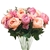 SOGA 3pcs Artificial Silk w/ 15 Heads Flower Fake Rose Bouquet Table Décor