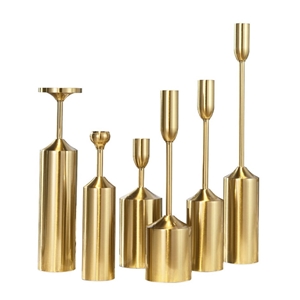 SOGA 6pcs Gold Iron Taper Luxury Candles