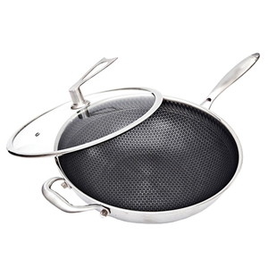 SOGA 34cm Stainless Steel Frying Pan Non
