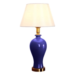 SOGA Blue Ceramic Oval Table Lamp with G