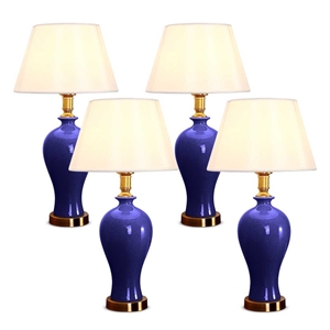 SOGA 4x Blue Ceramic Oval Table Lamp wit