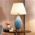 SOGA 4x Textured Ceramic Oval Table Lamp with Gold Metal Base Blue