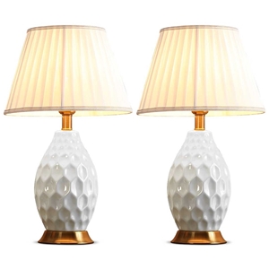 SOGA 2x Textured Ceramic Oval Table Lamp