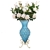 SOGA 67cm Blue Glass Floor Vase and 12pcs White Artificial Fake Flower Set