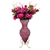 SOGA 67cm Purple Glass Floor Vase and 12pcs Red Artificial Fake Flower Set