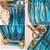 SOGA 51cm Blue Glass Floor Vase & 12pcs Artificial Fake Flower Set