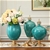 SOGA 38.50cm Ceramic Oval Flower Vase with Gold Metal Base Dark Blue