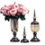 SOGA 2 x Clear Glass Flower Vase with Lid & Pink Flower Filler Vase Black