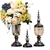 SOGA 2 x Clear Glass Flower Vase with Lid & White Flower Filler Vase Black
