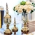 SOGA 2 x Clear Glass Flower Vase with Lid & Transparent Filler Vase Gold