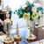 SOGA 2 x Clear Glass Flower Vase with Lid & Blue Flower Filler Vase Gold