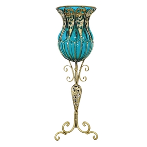 SOGA 85cm Blue Glass Floor Vase with Tal