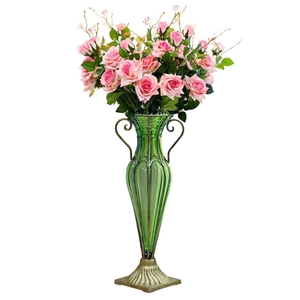SOGA Glass Flower Vase with 6 Bunch 5 He