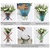 SOGA Blue Glass Flower Vase with 8 Bunch 5 Heads Artificial Rose Set